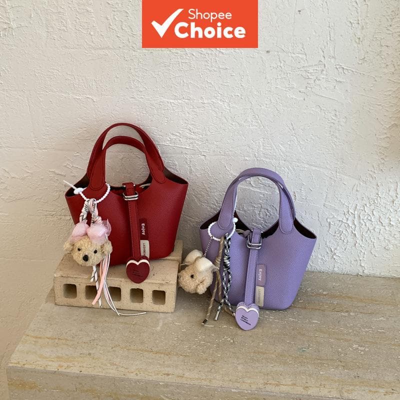 Bolsas femininas populares, bolsa bucket minimalista retrô de textura versátil, bolsa tiracolo estilosa única para o dia