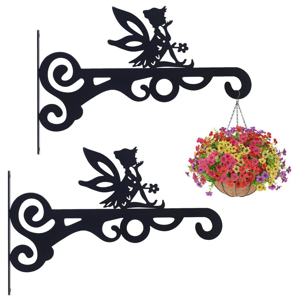 Suporte de flores de ferro estilo elfo, montado na parede, para decoração interna e externa, suporte para pendurar vasos