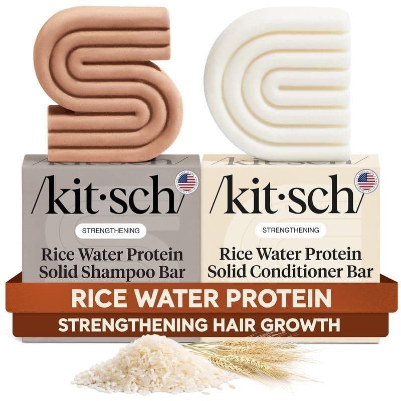 KitschRiceWaterProteinSolidShampooandConditionerSetforHairGrowth–Cuidado Capilar FortificanteDuow/Proteína de Arroz e Vi