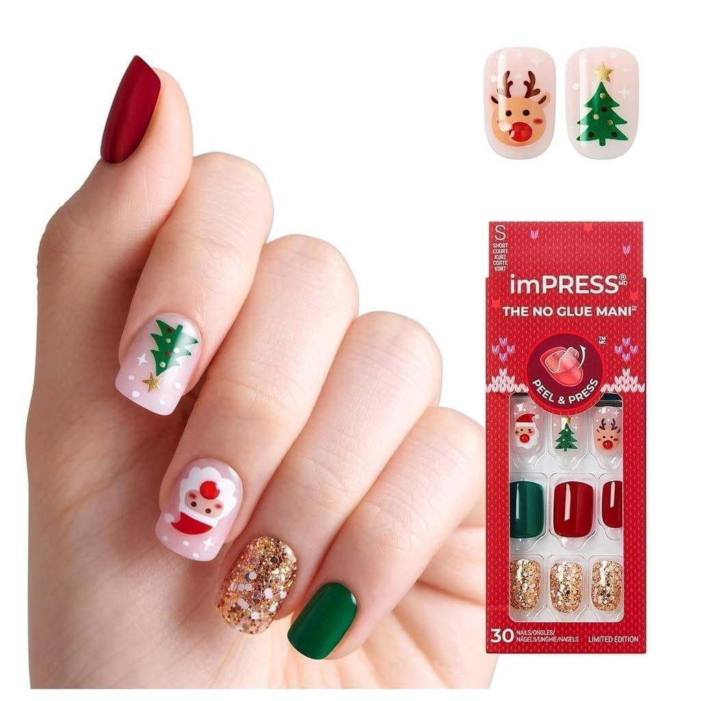 KISSimPRESSHolidayPressOnNails, “TheMagic”, vermelho, oval, efeito 3D