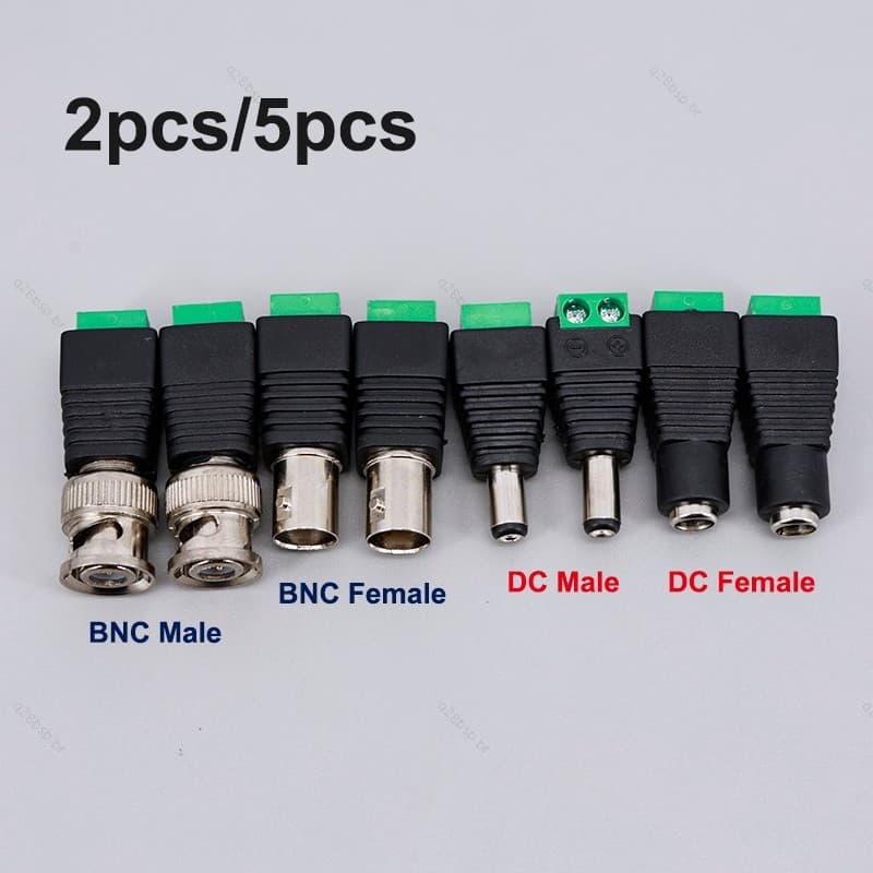Conector BNC Macho Fêmea DC 2.1 * 5.5mm Jack Adaptador De Áudio Conversor Elétrico Fio Para RGB Tira LED CCTV Câmera BR2