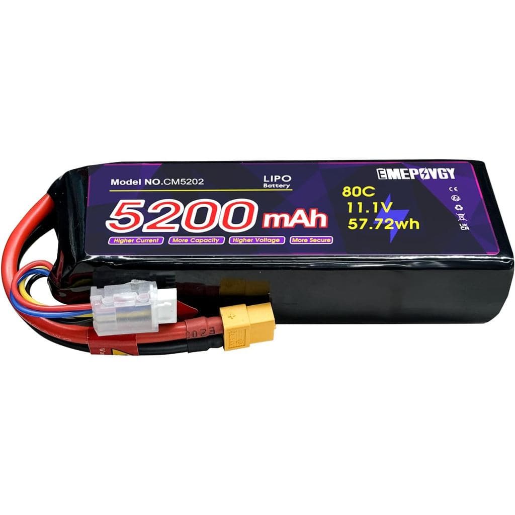 11.1V Lipo Battery 3S 5200mAh 80C Lipos Soft Case with XT60 Connector for RC Car Airplane Helicopter Boat Racing RC Hobb