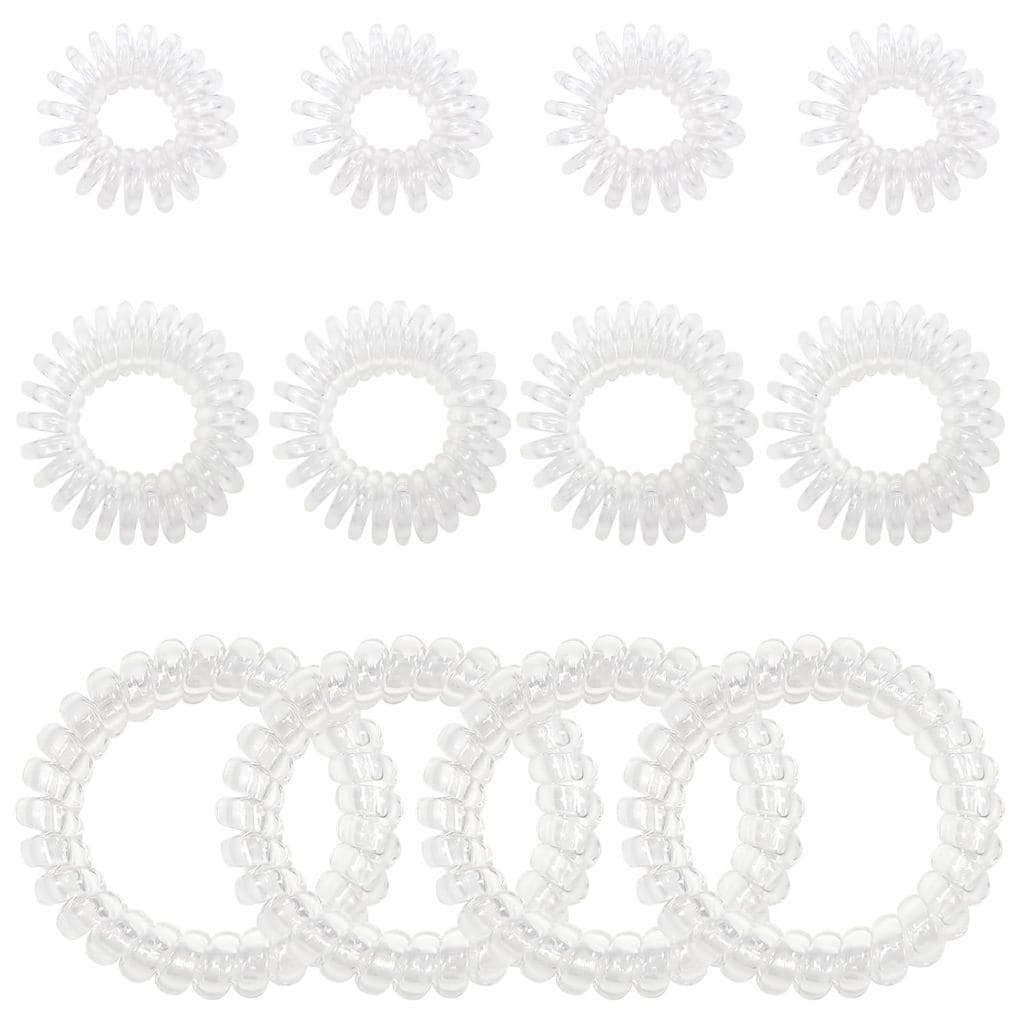 12 peças de elásticos de cabelo em espiral transparentes, sem marcas, em formato de cabo de telefone, para mulheres, elá