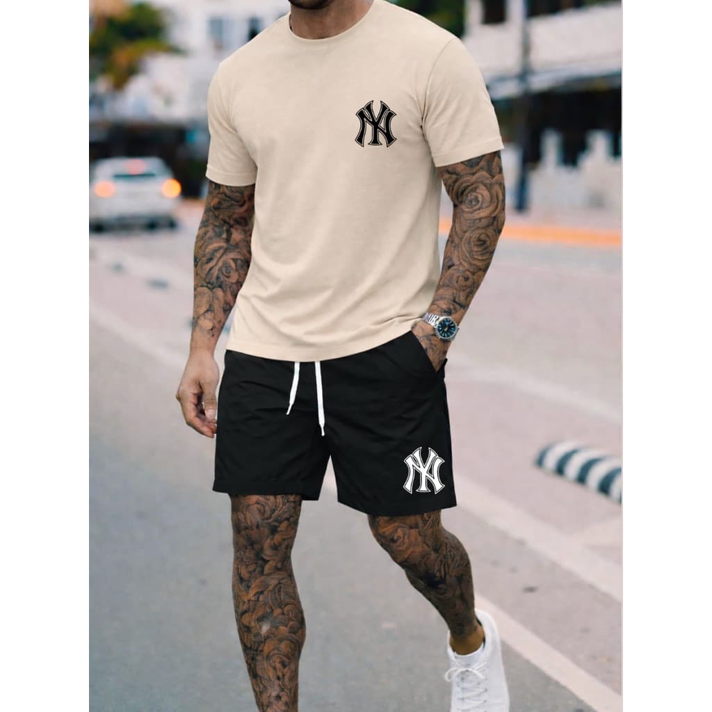 Kit Camisa Lisa Algodão Short Tac Tel  Minimalista Casual Academia Treino Malha Premium