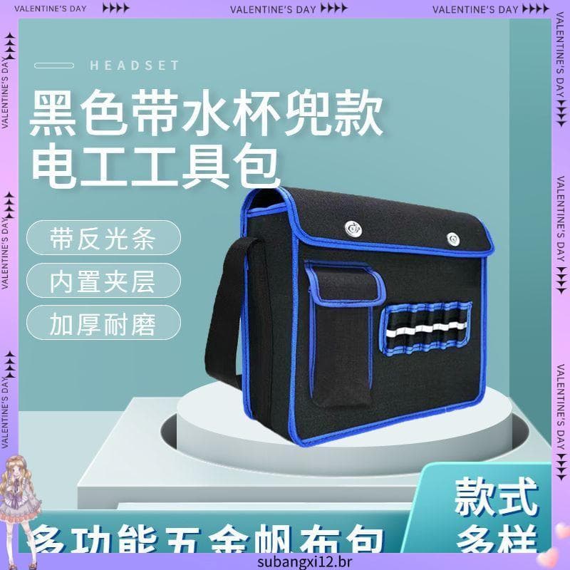 Bolsa para eletricista portátil, bolsa de lona para eletricista, bolsa de ferramentas de ombro espessada, multifuncional
