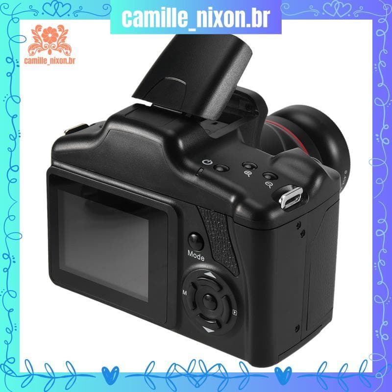 [camille_nixon.br] Câmera Fotográfica Profissional SLR Filmadora Digital Portátil Com Zoom 16X Selfie Saída HD De 16MP