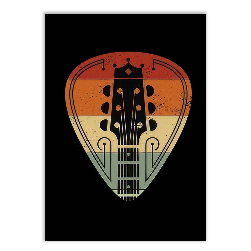 Placa Quadro Decorativo Placa Guitarra Ilustração Palheta Retro Musica Quadro Decorativo Decoracao Sala Quarto Parede