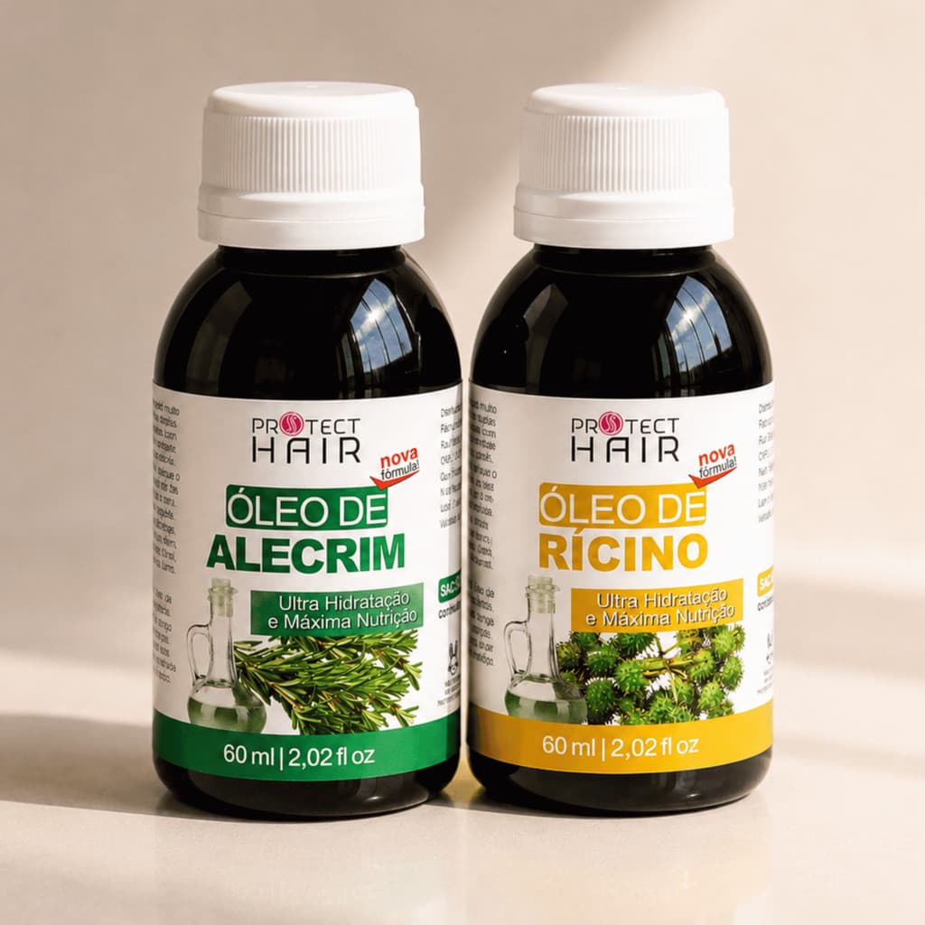 2 Óleos vegetais Capilares 60ml Protect Hair - Alecrim e Rícino