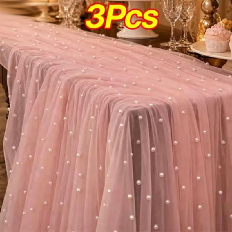 1/2/3 Unidades Toalha De Mesa De Tule Embelezado Pérola-Decoração-Véu De Noiva DIY-Tamanho Grande-Embrulho De Buquê-Para