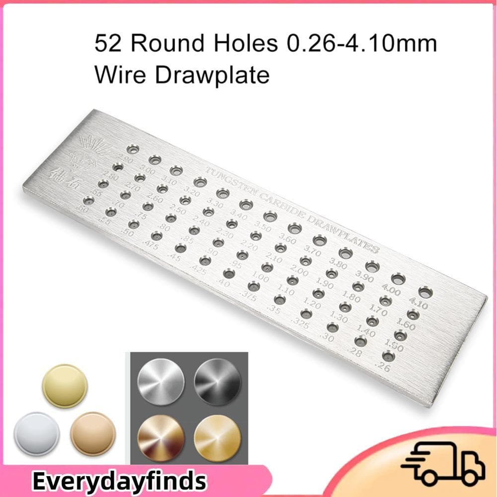 Everydayfinds-br dailyfinds-br Estink Jewelry Wire Drawplate Aço 52 furos redondos 0,26-4,10mm Carboneto de tungstênio
