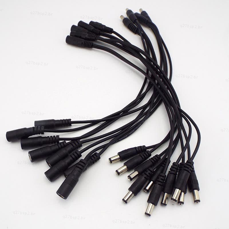 8 Pçs 2 Vias 1 DC Macho Fêmea Para 2 Divisor Cabo De Alimentação Conector Adaptador 5.5x2.1mm Plug Estender Tira BR27B2