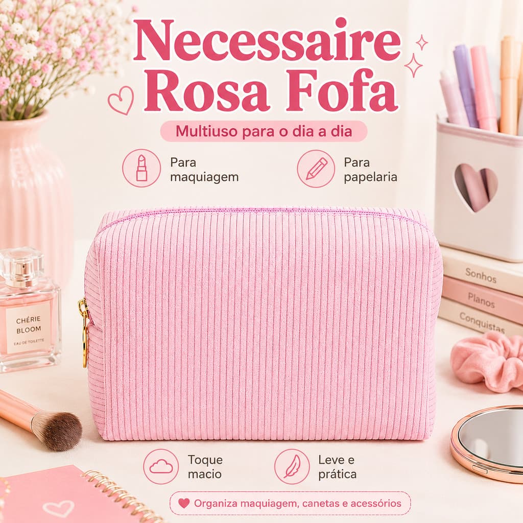 Estojo Veludo Fofo Kawaii Grande Capacidade Lápis Canetas Zíper Escolar Multifuncional Feminino Maquiagem Presente