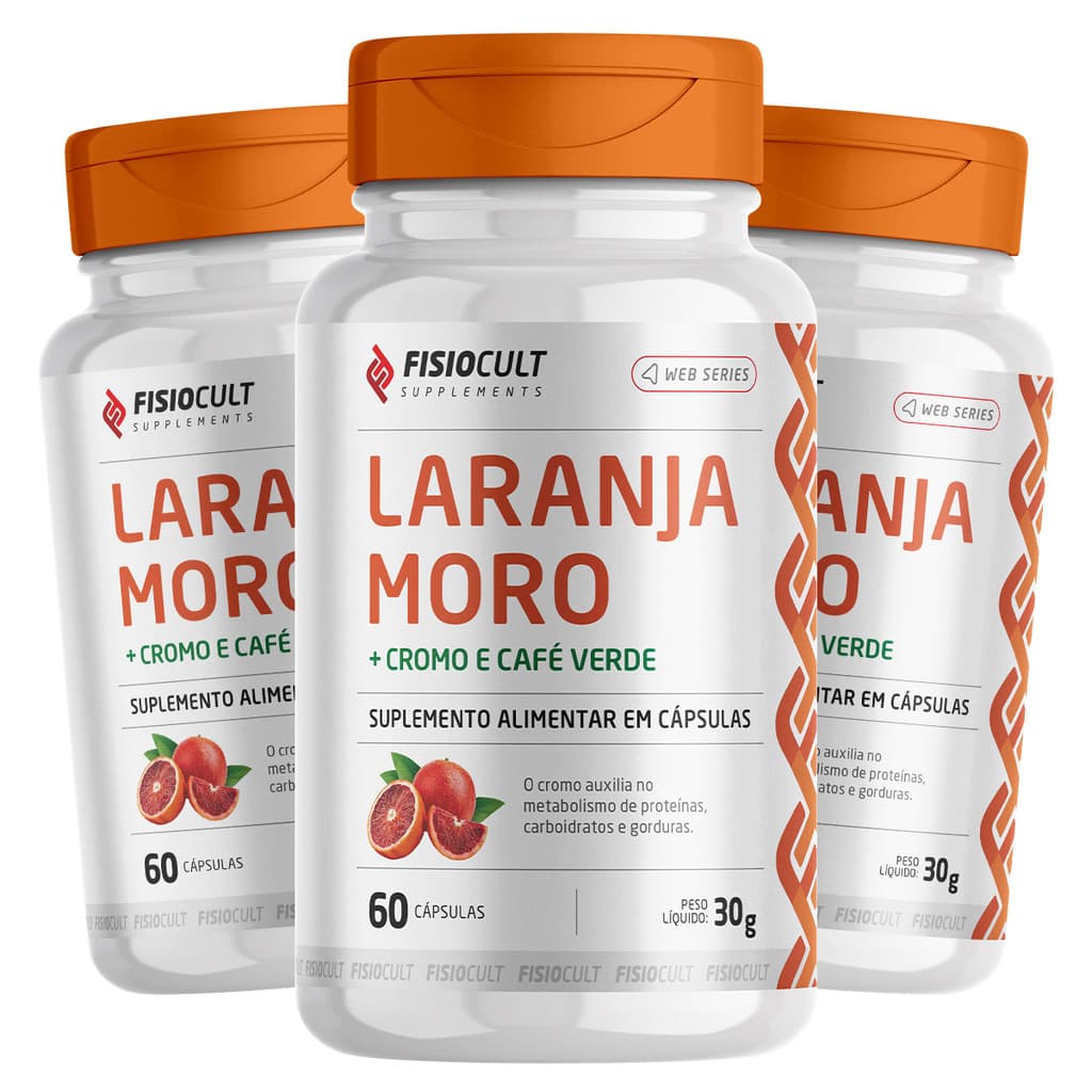 Kit: 3x Laran ja Mo ro + Cafe Ver de + Cro mo 60 Cápsulas - Fisiocult Supplements