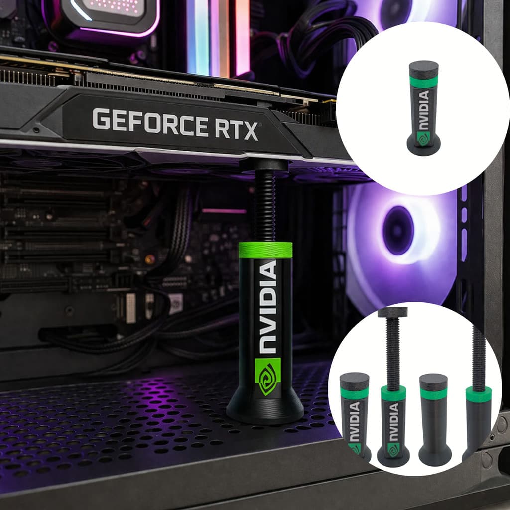 Suporte Para Placa De Vídeo GPU Ajustável Nvidia AMD Radeon Anti Sag Apoio Vertical Gamer Preto Reforçado