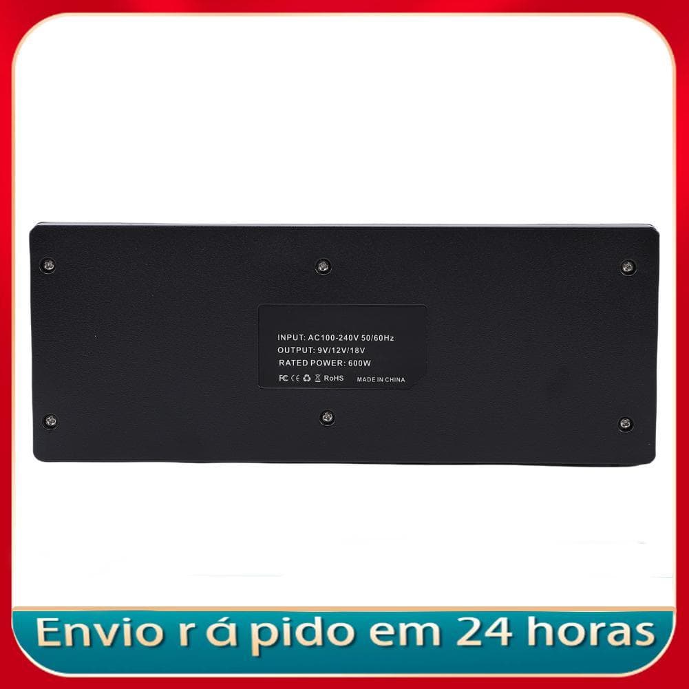 Walmeck efeitos de guitarra fonte 10 saída redução ruído 9v 12v 18v potência liga alumínio caso pedal placa (plug eua)