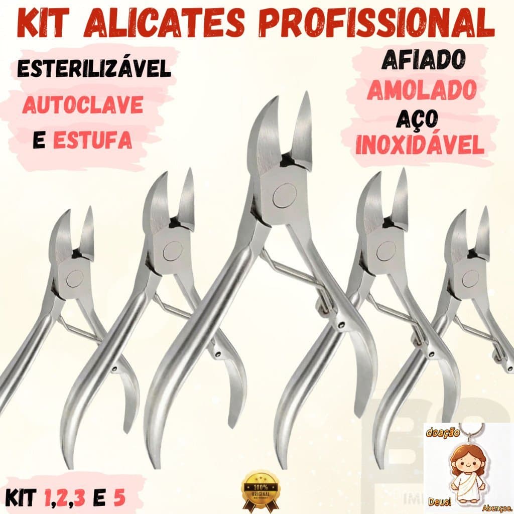 Alicate de Cortar Unha Profissional  1/2/3/5 UNIDADES Manicure Pedicure Cortador Cuticula em Aço Inox