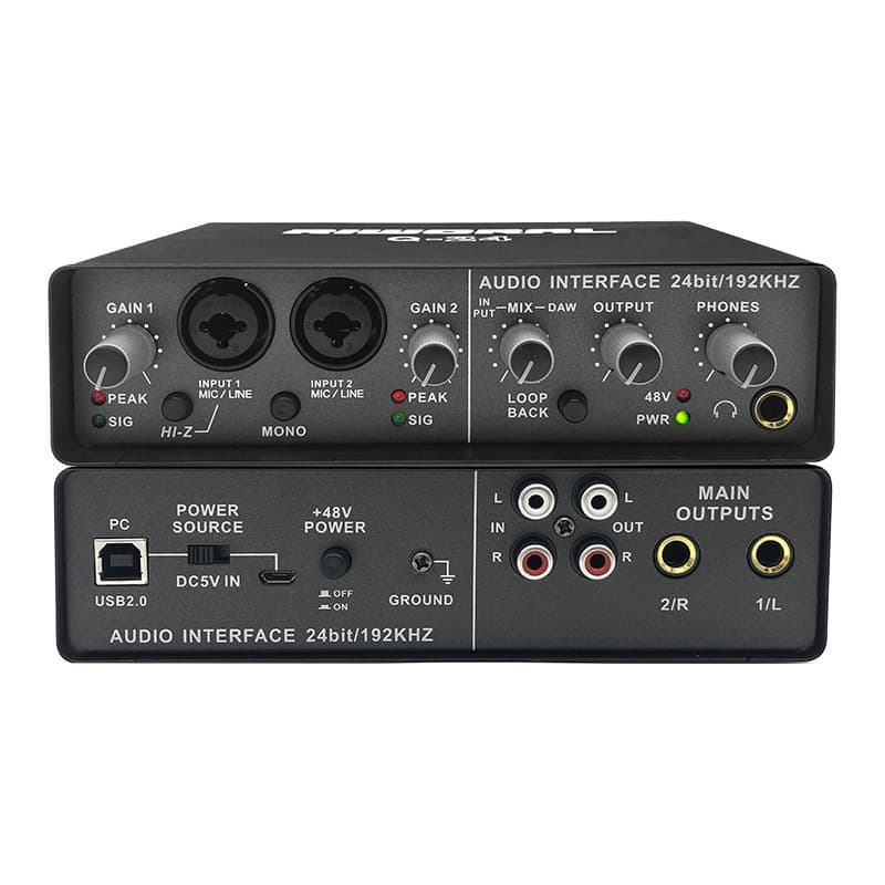 Interface De Áudio Usb Q-24 Gravação 24bits Placa De Som Pc