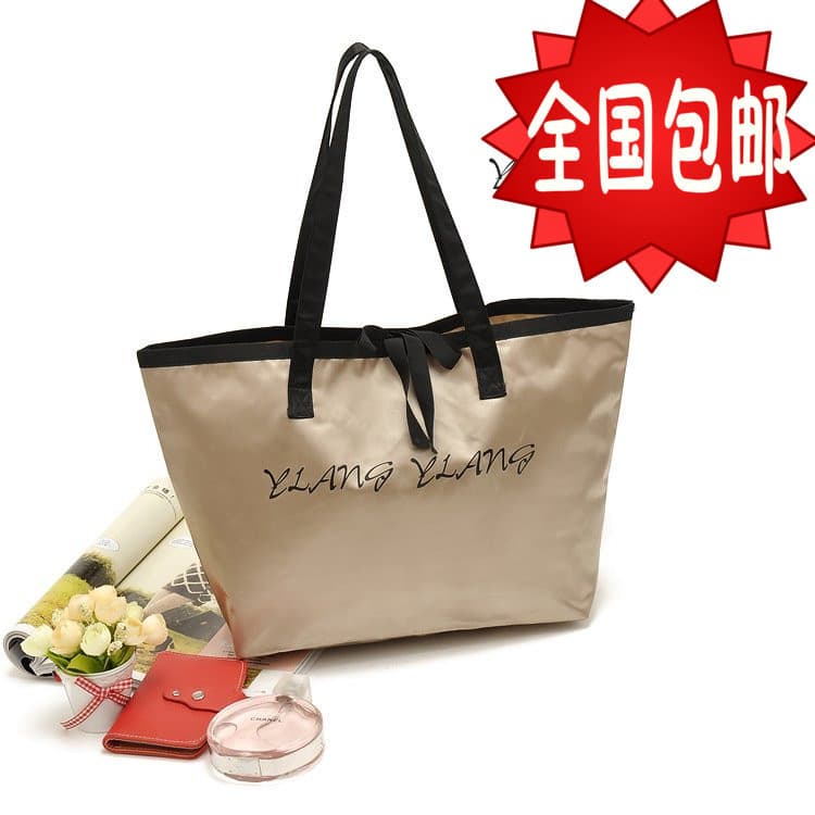 Frete grátis venda quente Popular estilo revista japonesa champanhe cor carta bolsa de ombro sacola de compras bolsa fem