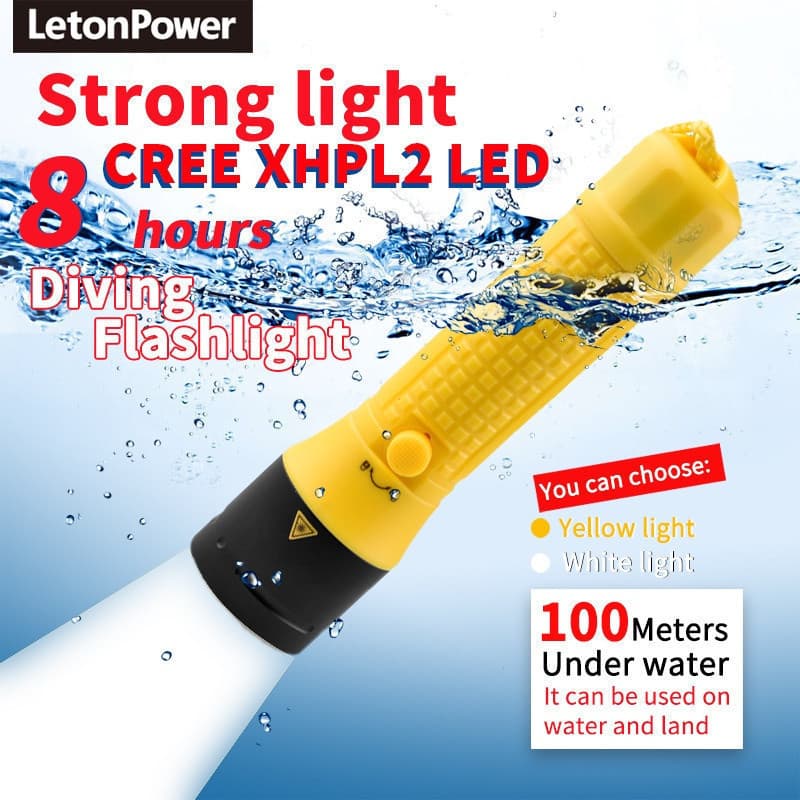 Lanterna de Mergulho LED CERR 3000LM, Longo Alcance, Submersível, Impermeável IPX8, Forte Penetração para Pe 1VI8 20 TGW