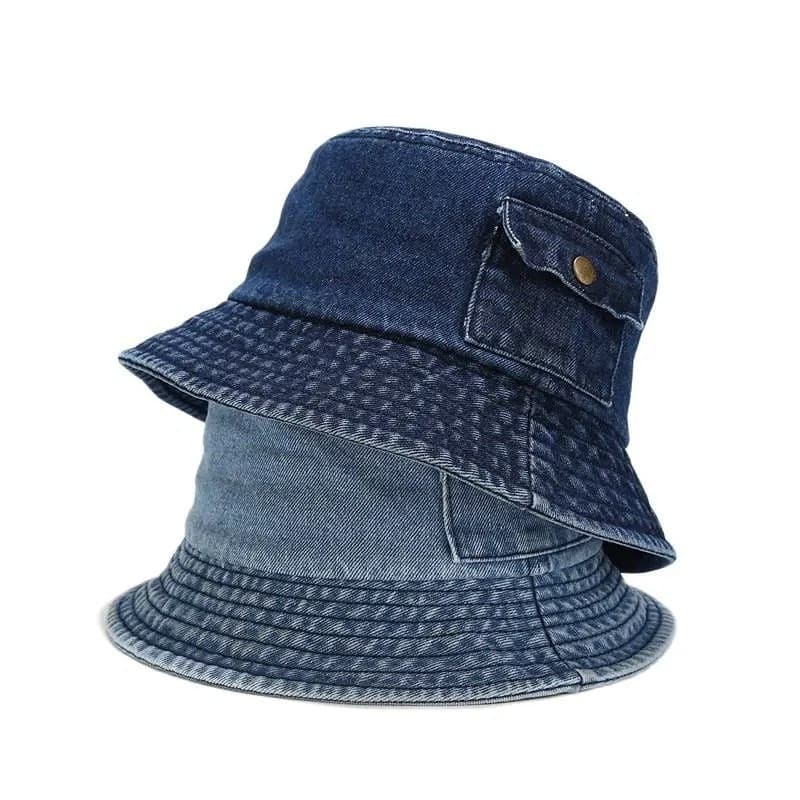 Balde Jeans De Cor Sólida Chapéu Pescador Boné De Sol Para Viagens Ao Ar Livre Homens E Mulheres