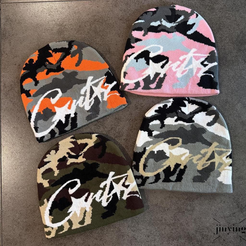 Chapéu De Lã Tricotado Com Camuflagem Retrô – Pulôver Unissex Quente Para Outono Inverno Streetwear