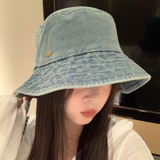 Estilo japonês lavado Denim balde chapéu feminino 2026 All-Match protetor solar chapéu de sol High-End sentido mostrando