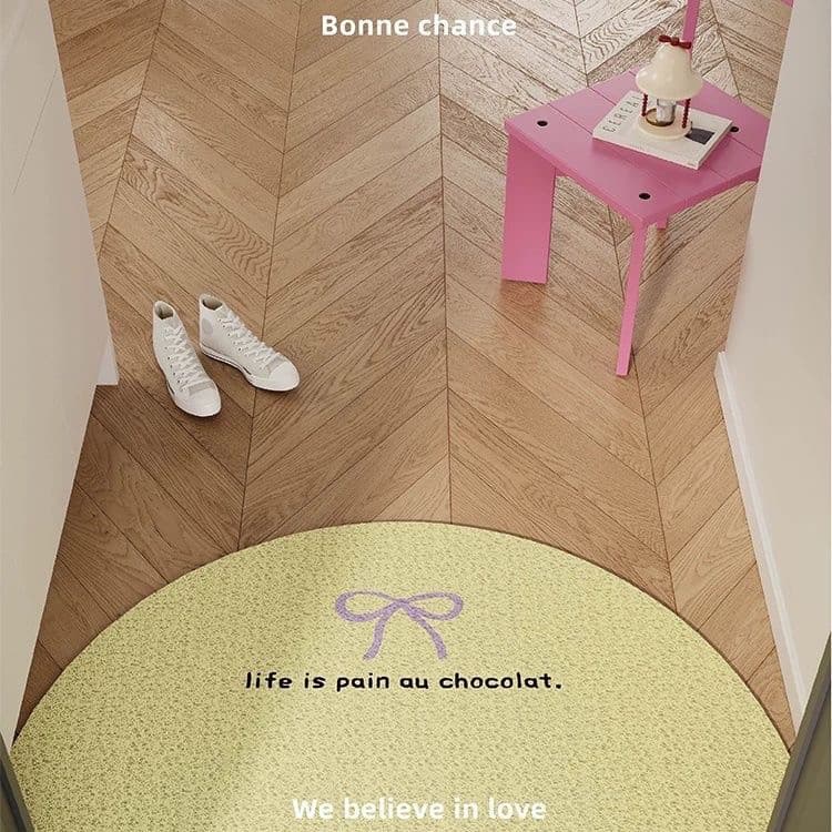 Cor sólida Bowknot estilo creme tapete de entrada anel de seda antiderrapante pé tapete cobertor porta de entrada pode s