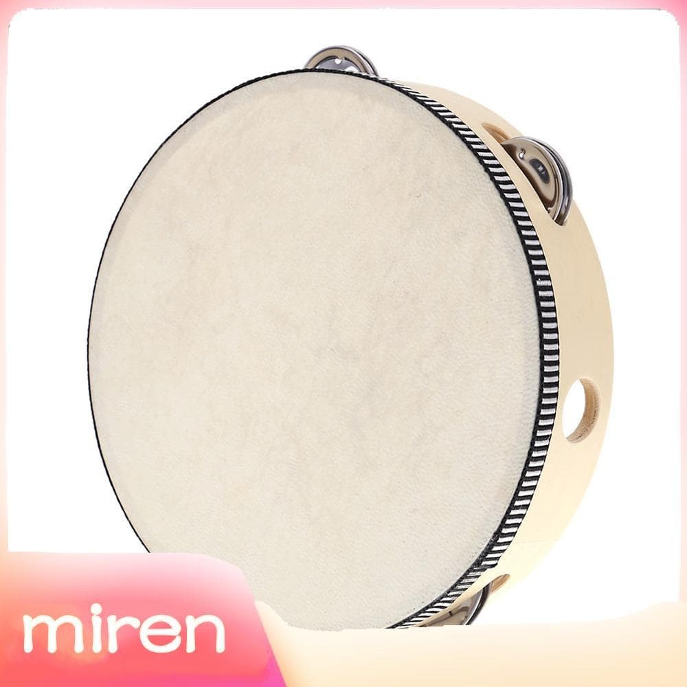 Miren.br 8 Polegada pandeiro portátil com jingles de metal tambor de percussão instrumento de educação precoce