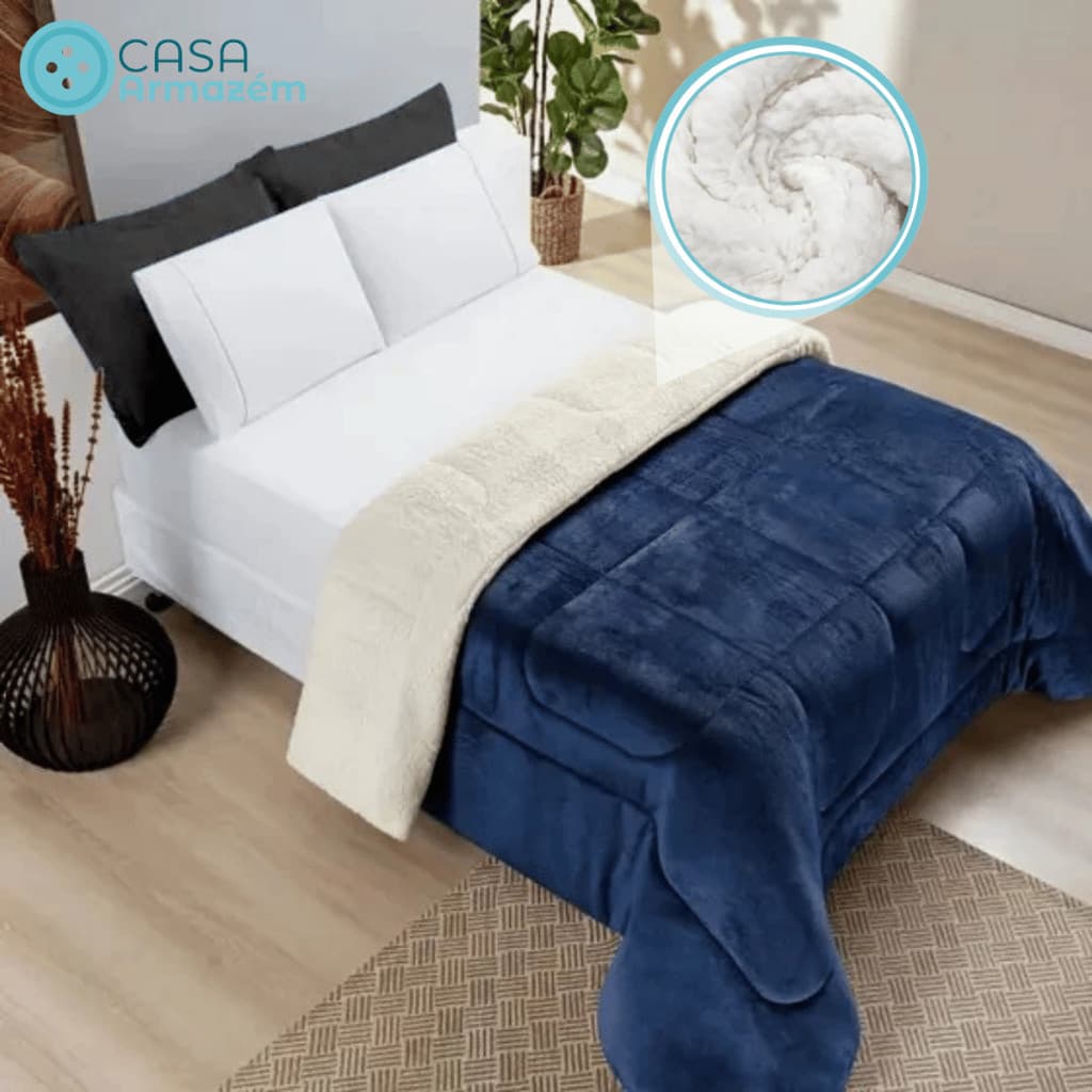 Coberdrom King De Sherpa E Soft Plush 2,40m x 2,60m Dupla face Edredom - Super Macio
