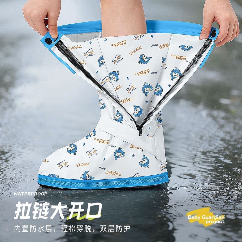 Capa para bota de chuva masculina, resistente ao desgaste, crianças, mulheres, espessada, ciclismo, tubo alto, à prova d