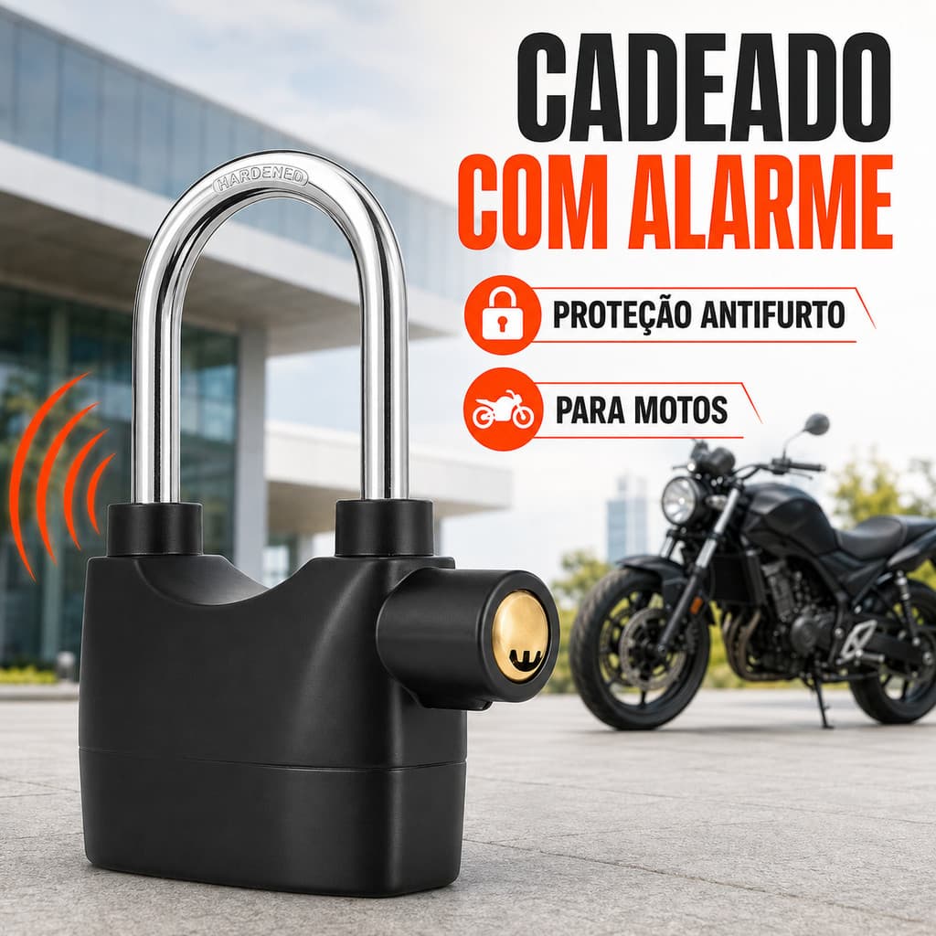 Cadeado antifurto para motocicleta com alarme sonoro FLUX