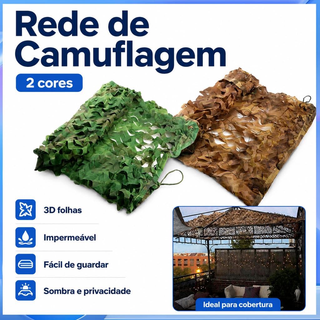 Rede de camuflagem 3D, protetor solar à prova de rasgos, várias cenas disponíveis