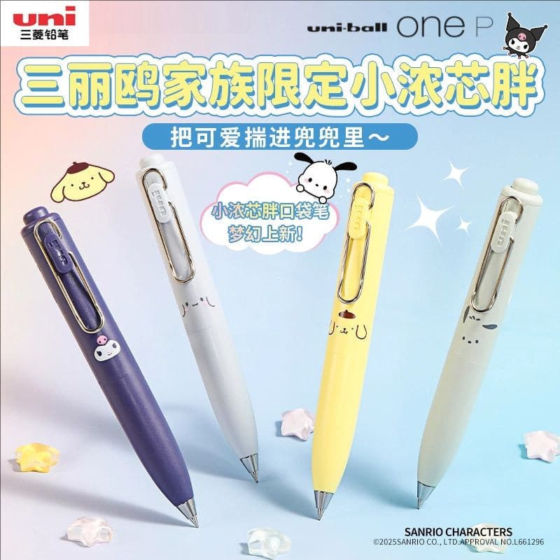 Uni Mitsubishi gordinha caneta Sanrio Mini caneta de bolso portátil gordinho 0.5 preto caneta tinteiro pequena núcleo gr
