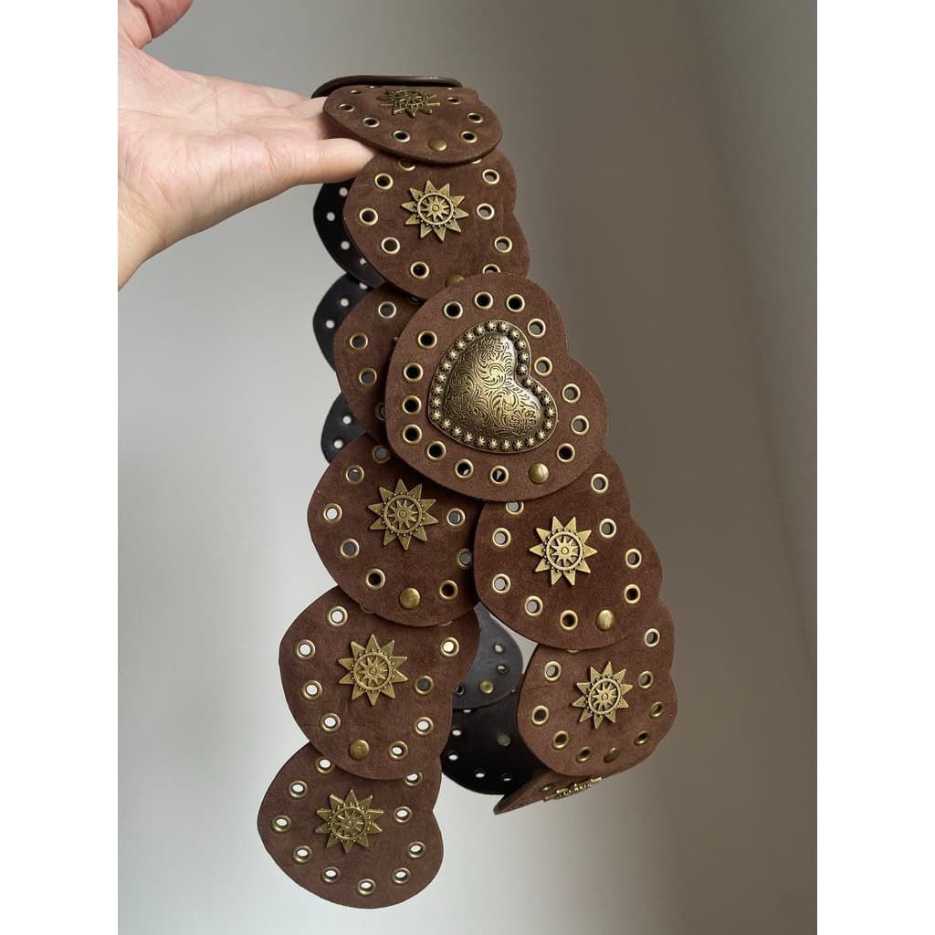 Retro ocidental Denim estilo amor cinto acessórios decoração feminina combinando saia terno rebites de Metal largo