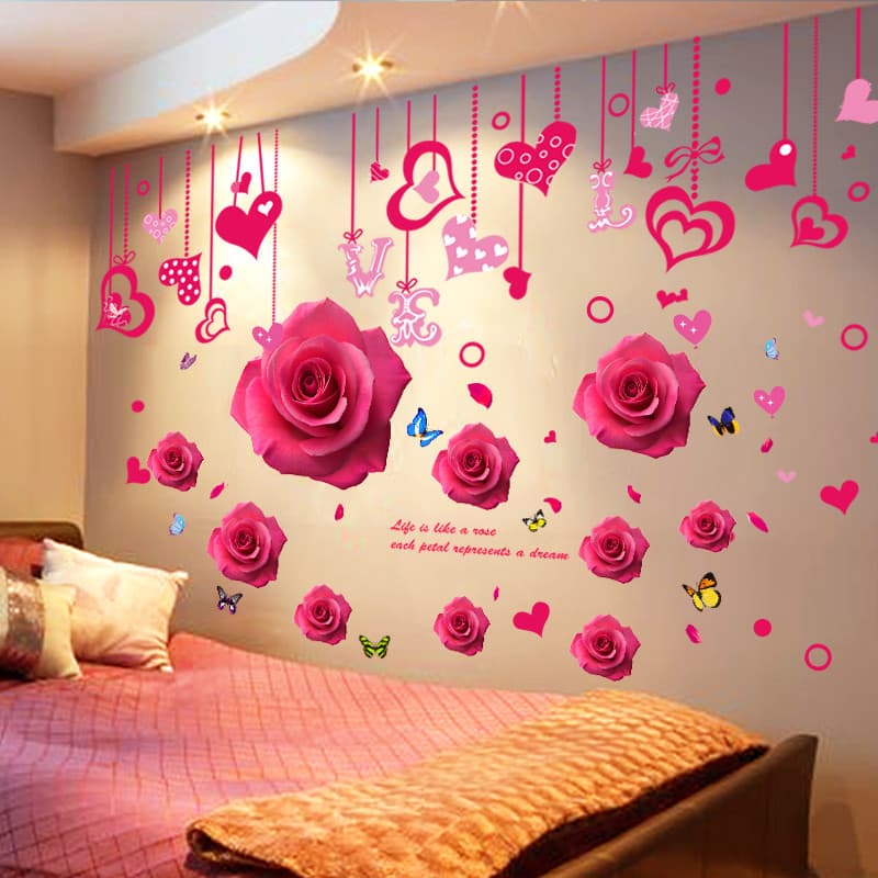 Adesivos de parede do quarto adesivos 3D tridimensional fundo da parede decoração decalques parede de cabeceira auto-ade