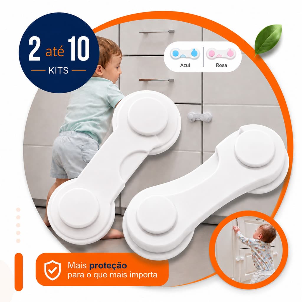 Trava De Gaveta Armário Porta Segurança Bebê Proteção Criança Adesivo – Kit com 2, 5 ou 10 Unidades