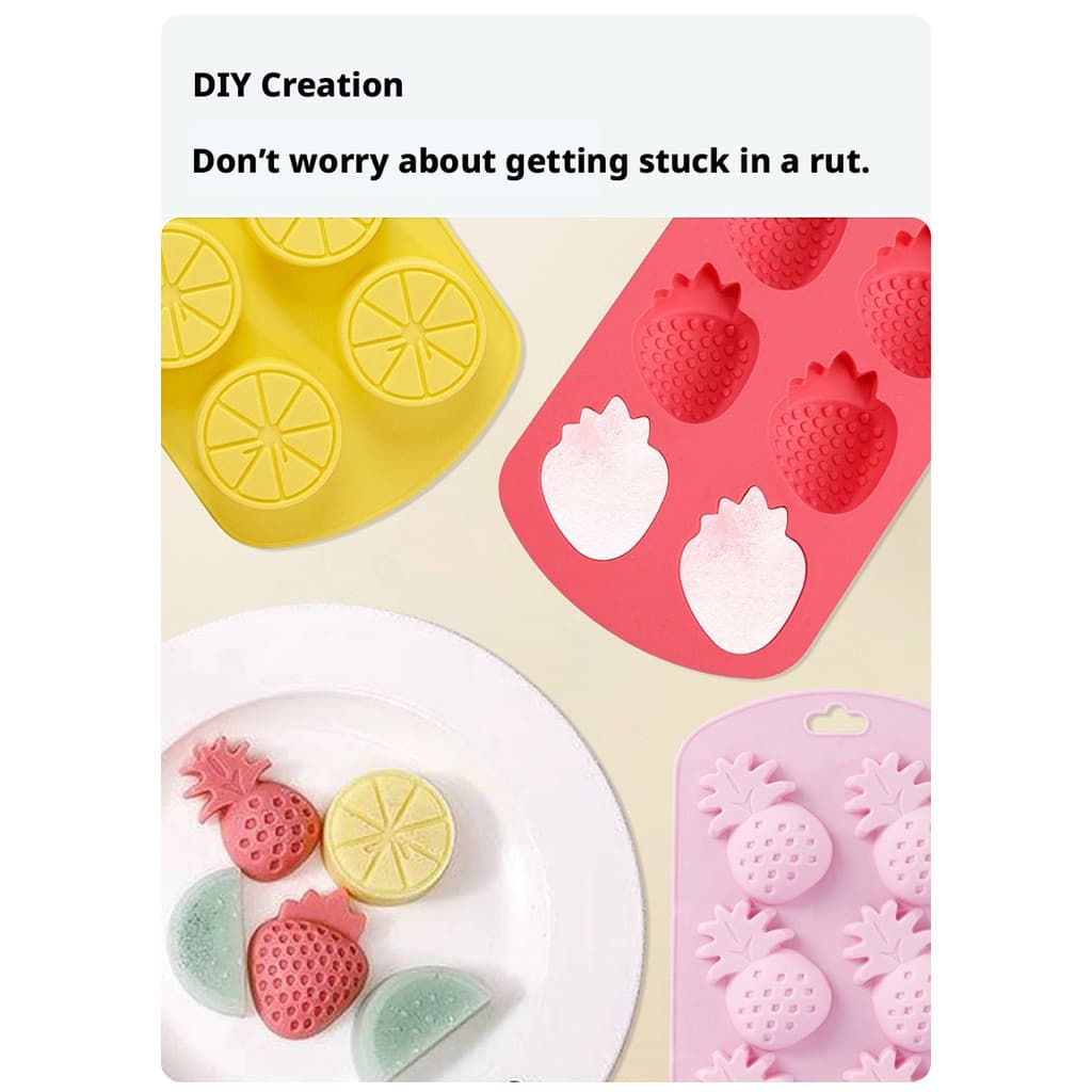 Formas de gelo de vários formatos, formas de gelo de frutas, formas de silicone de fácil remoção para gelo, geleia de fr