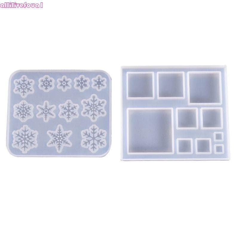 allilivefoua1 Molde De Silicone Com Pingente De Floco De Neve Quadrado , Chaveiro Fofo , Moldes De Resina Epóxi