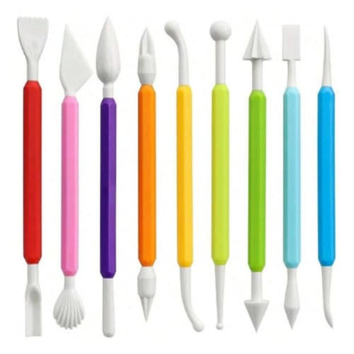 Kit 9 Peças Estecas Plásticas Confeiteiro Pasta Americana