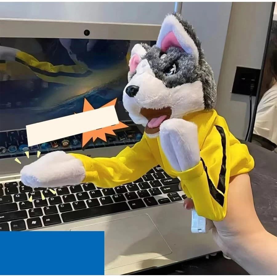 Brinquedos De Pelúcia Para Boxe De Mão De Fantoche De Cães , Animais De Estimação Com Sons E , Luvas Kung Fu Husky