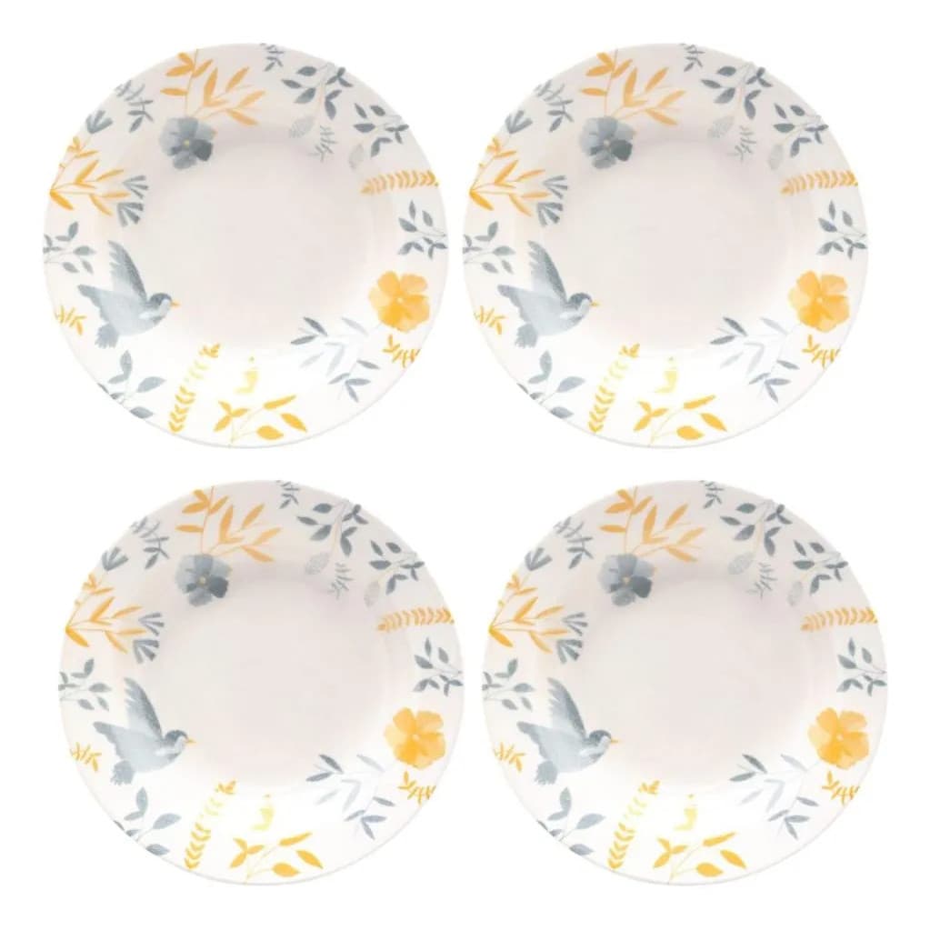 Jogo De 4 Pratos Fundos 21,5 Cm Donna Bem-te-vi