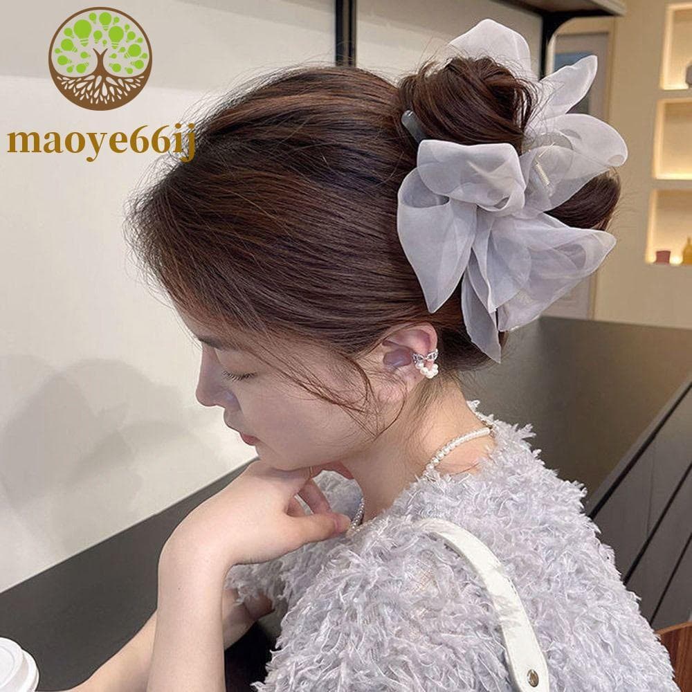 MAOYE66 Arco Garra De Cabelo Bowknot Malha Plástico Hairgrips Grande Hairpin Rabo De Cavalo Titular Cocar Clipe Tubarão