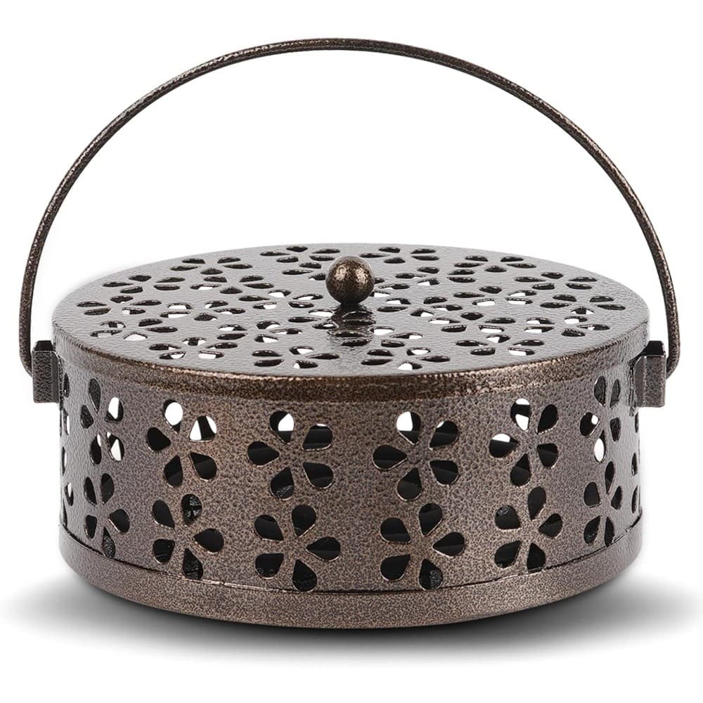 Suporte Portátil Para Bobina De Mosquito , Queimador De Incenso De Metal Com Alça , Resistente Ao Calor , Repelente De M