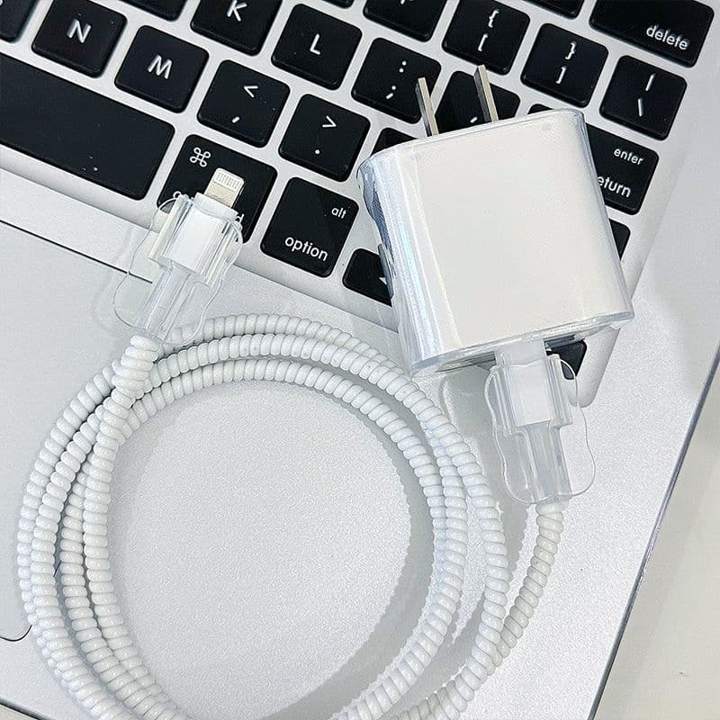 Capa Protetora Transparente Para Carregador De Cabo , Compatível Com iPhone 18W 20W , De Carregamento Rápido , Dados , A