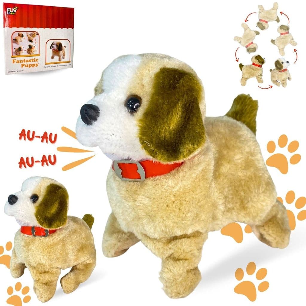 Cachorrinho Pelucia Puppy Anda Late Cambalhotas Cachorro