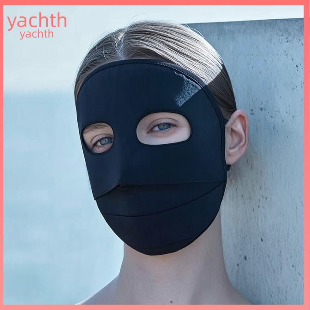 Sun Protection Face Guard Breathable Soft Ice Silk Full Shield Mask with Holes Elastic Ear Loops – Uv for Outdoor