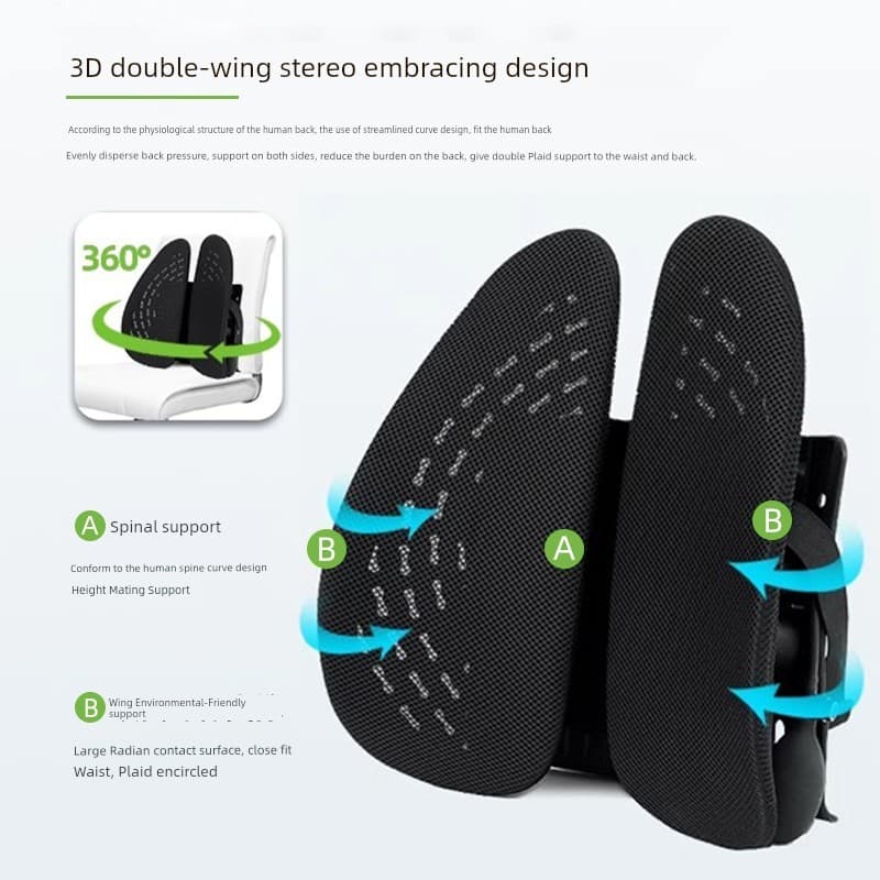 Ferramenta prática sedentária ergonômica, suporte lombar respirável para carro