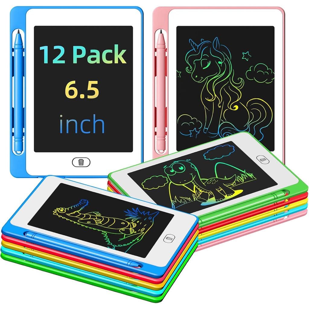 Kit de 12 Tablets LCD para Escrita Infantil, Tablet de Desenho Colorido de 6,5 Polegadas, Blocos de Desenho Reutilizávei