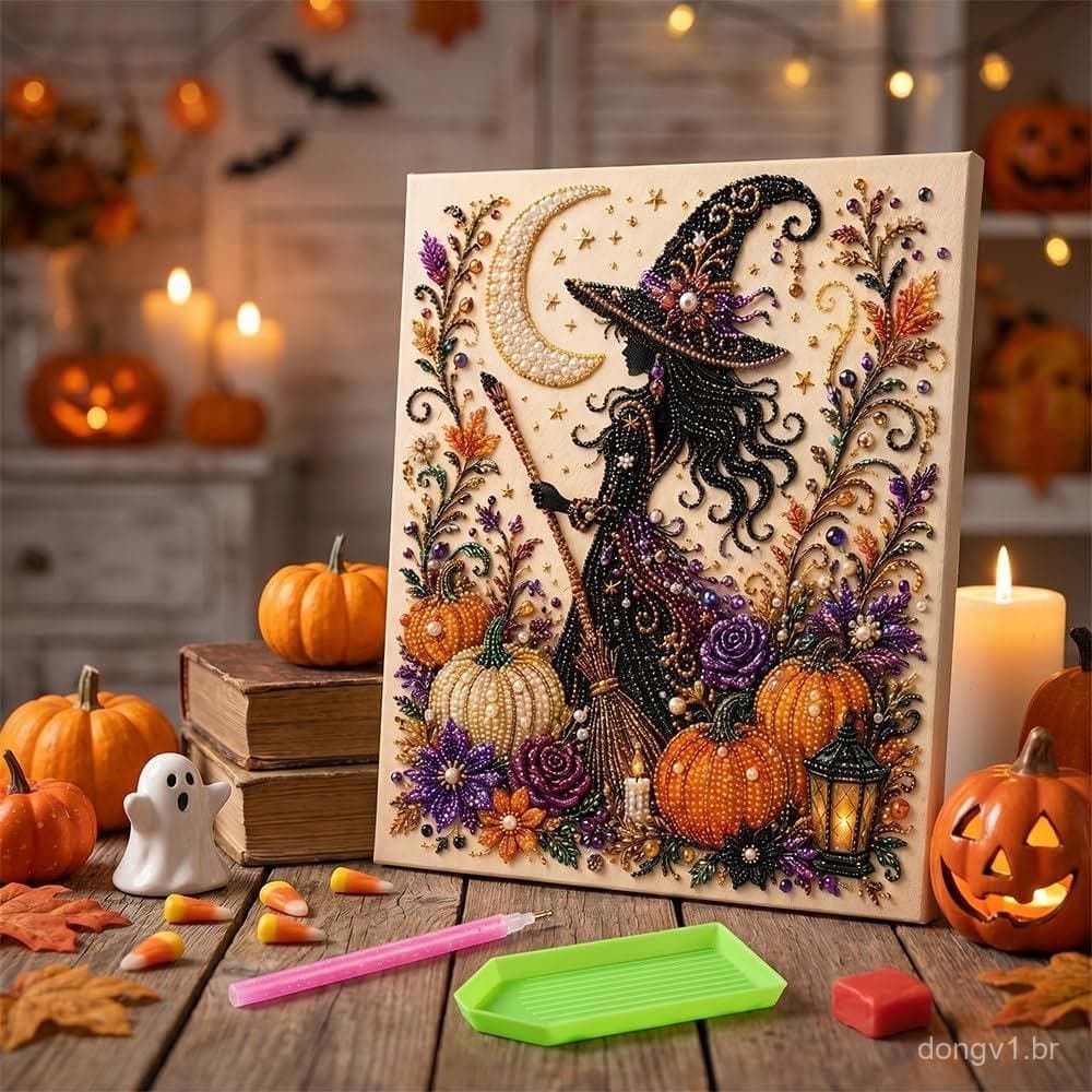Novo Kit de Arte DIY com Pérolas Fantasma de Halloween 2026, Arte com Diamantes de Halloween, Conjunto de Artesanato Cri