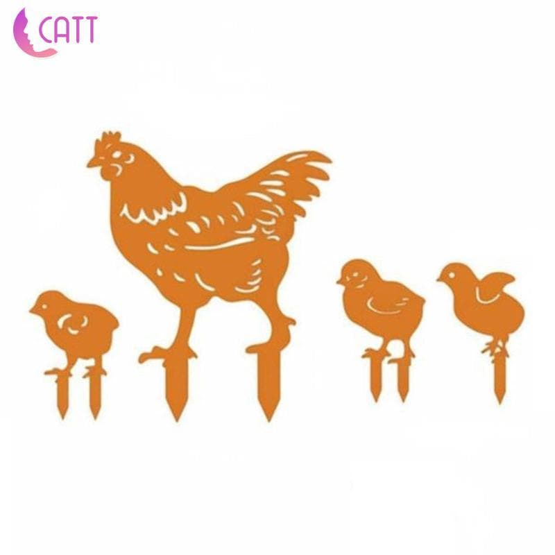 [Dadada2] Decoração De Jardim De Frango De Metal , Galinhas Decorativas , Quintal Ao Ar Livre , Ornamento De Pássaros Pa